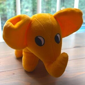 Vintage Lego plush yellow elephant mascot damaged